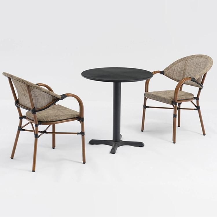 Bamboo Powder Coated Bistro Outdoor Garden Furniture Iron Dining Table and Chair Set for Backyard