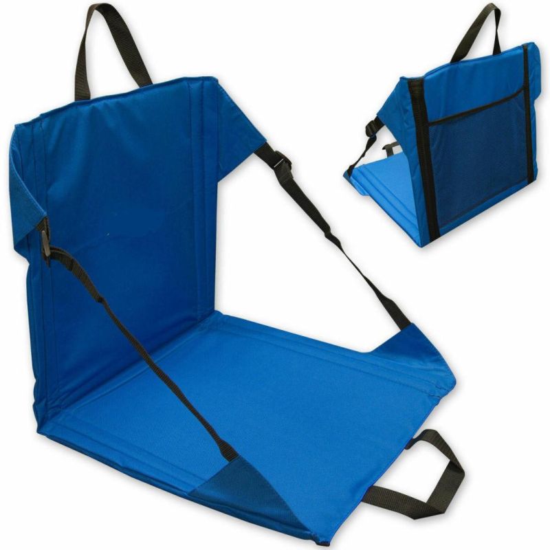 Blue Folding Beach Chair Outdoor Garden Portable Stadium Seat, Folding Cushion for Beach
