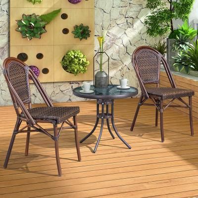 Outdoor PE Rattan 3 Sets One Table and Two Chairs Combination