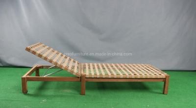 Adjustable Poolside Leisure Teakwood Sun Lounger Outdoor Furniture with Wheels