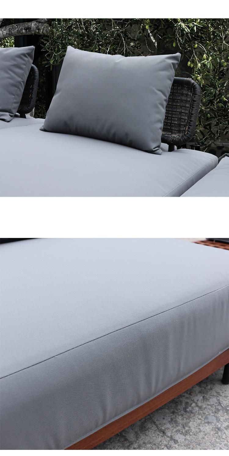 Fashionable High Quality Teak Wood Modern Garden Furniture Villa L Shape Outdoor Sofa Set