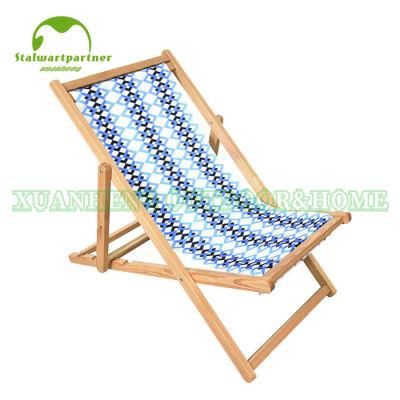 Outdoor Foldable Wood Canvas Folding Beach Sling Chair