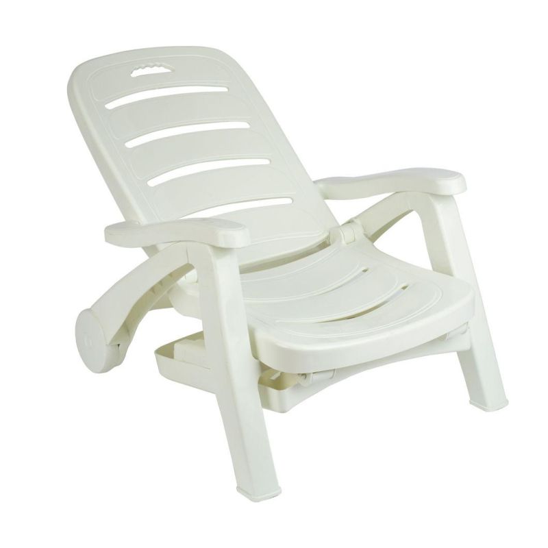 Plastic Outdoor Patio Deck Garden Foldable Adirondack Chair with Pull out Ottoman
