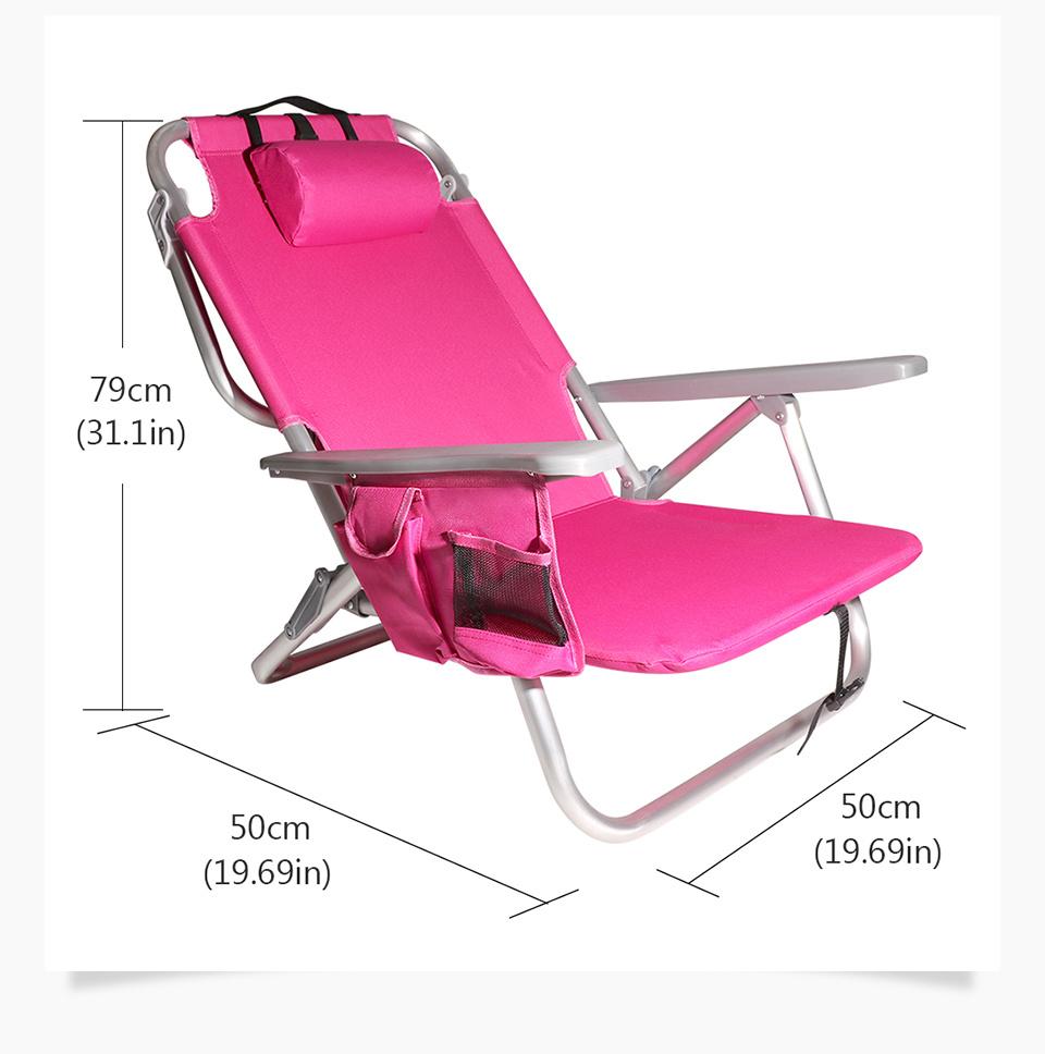 Folding Beach Chair Ultralight with Backrest Armchair Hiking Camping Picnic Foldable Chaise Outdoor Furniture Recline or Lay
