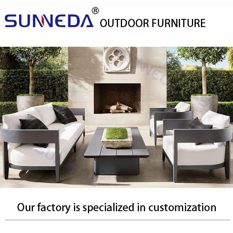 Artistic Leisure Garden Hotel Outdoor Sofa Aluminum Handrail Soft Chair