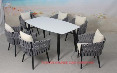 7PCS EQ Rope Aluminum Powder Coating Dining Set Outdoor Furniture