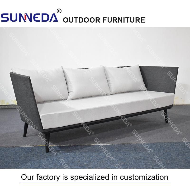 Outdoor Furniture Fabric Sofa with Aluminum Frame Cushion Simple Modern 3 Seat Garden Sofa Set