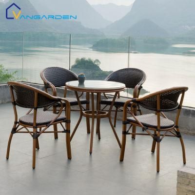 Vintage Bistro Table and Chair Cafe Rattan Set