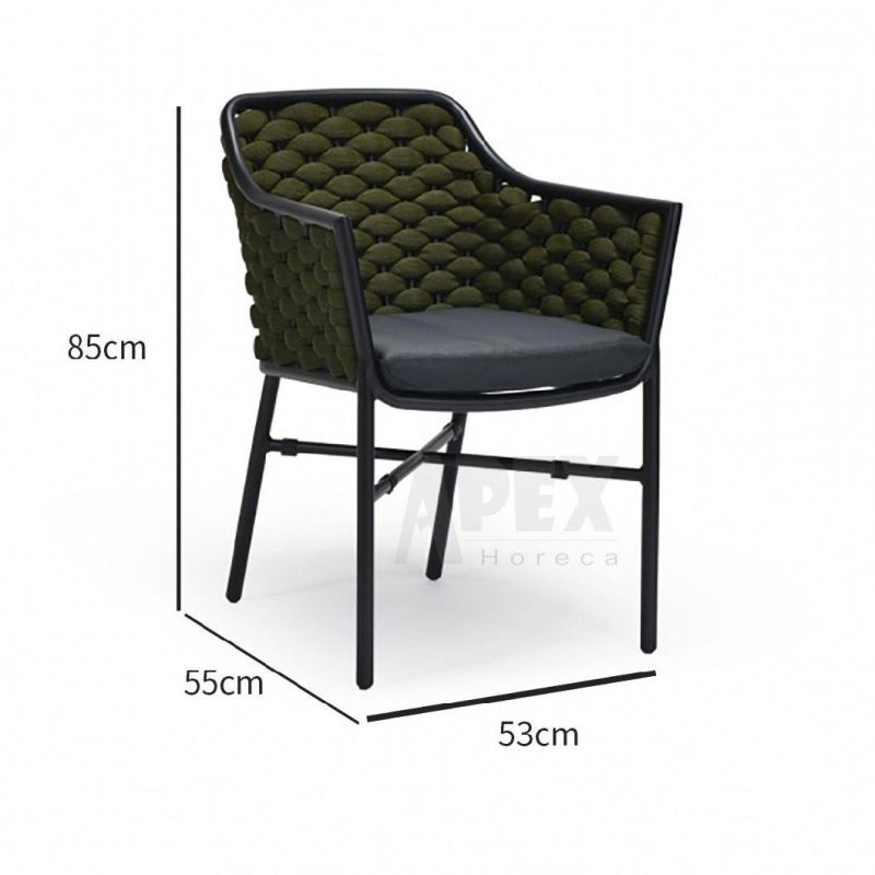 Outdoor Aluminum Waterproof Seat Terrace Bistro Cafe Woven Rope Chair