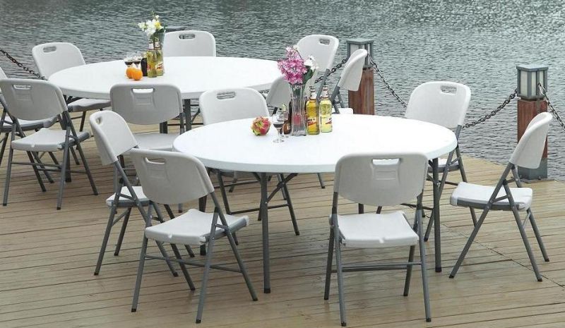 Wholesale 5FT Round Outdoor Plastic Fold in Half Table for Party Wedding Table Banquet Folding Table for Events