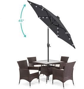 2.7m Solar Panel Patio Umbrella Waterproof Garden Restaurant Umbrella Outdoor