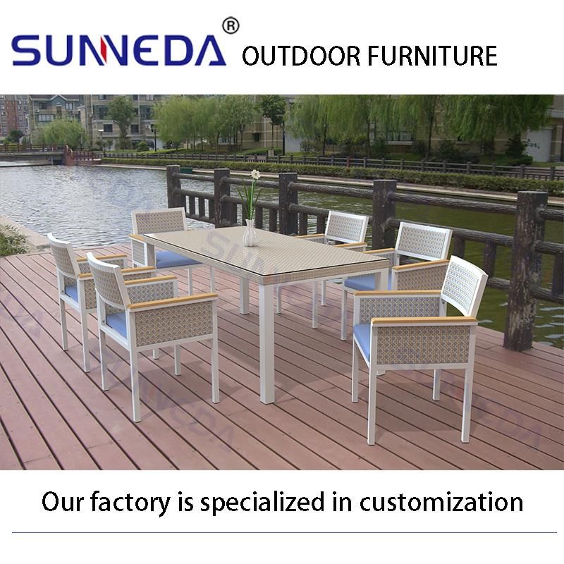 Luxury Garden Patio Furniture Aluminum Rope Cafe Outdoor Coffee Table Set