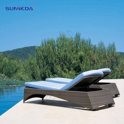 Factory Promotion Outdoor Sunbed Beach Pool Garden Sun Lounger Aluminum Rattan Sunlounger