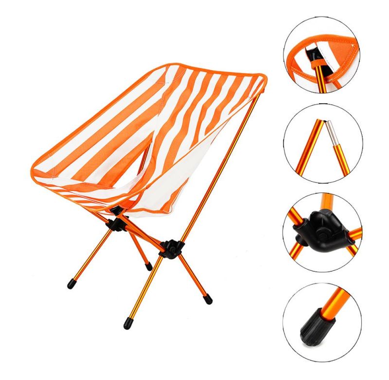 Orange Adjustable Height Compact Ultralight Folding Backpacking Chairs