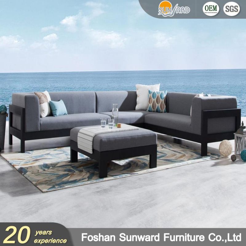 Customized Hotel Resort Villa Garden Outdoor Fabric Aluminum Sofa Furniture
