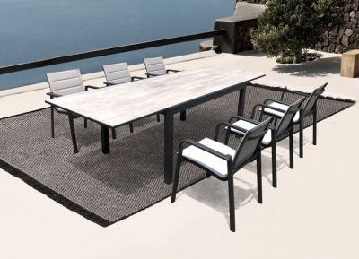 Modern Aluminum Outdoor Furniture Garden Dining Set with Table and Mesh Chairs
