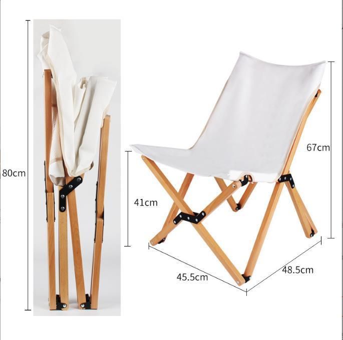 in Butterfly Shape with Easy Carry Bag Removable Canvas Cover Foldable Wood Camping Lawn Chair