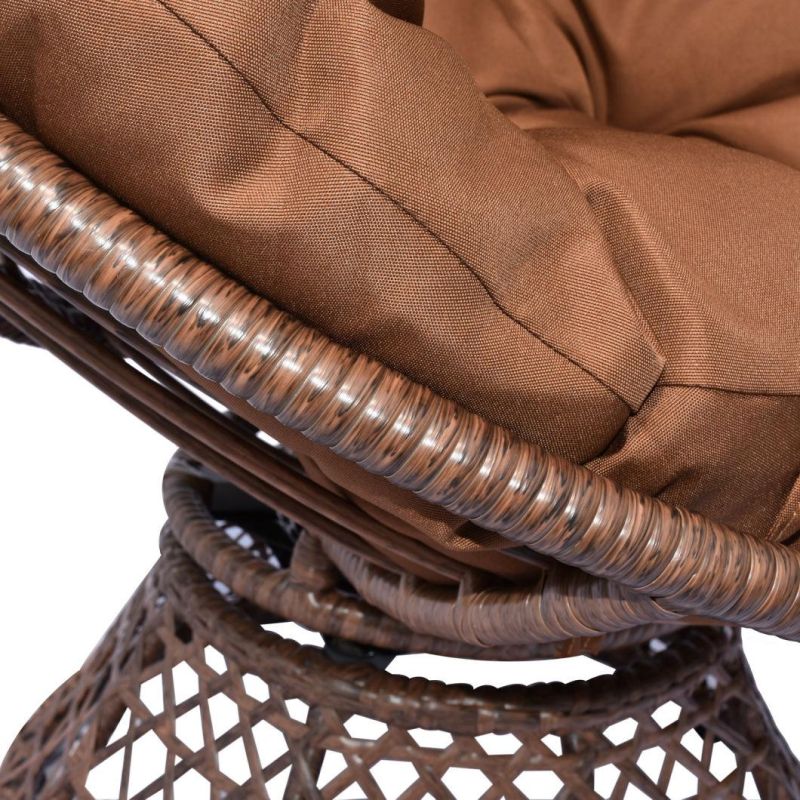 Garden Patio Leisure Rattan Portable Rotary Chair with 360-Degree Swivel