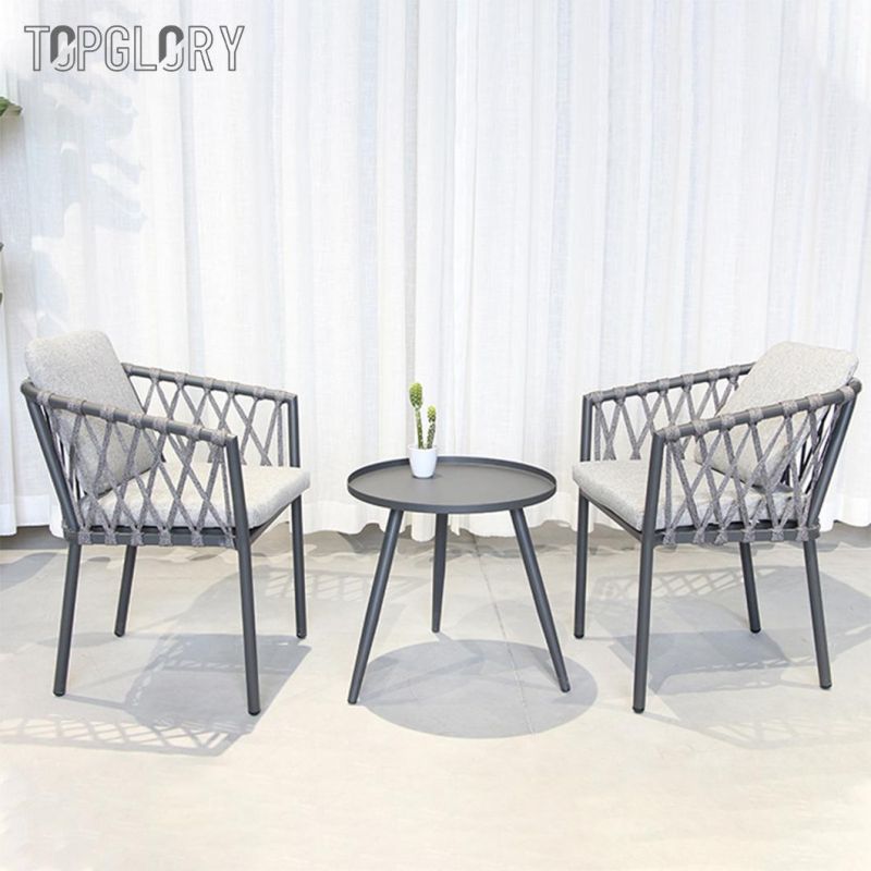 Modern Design Aluminum Outdoor Furniture Rope Coffee Table Chairs