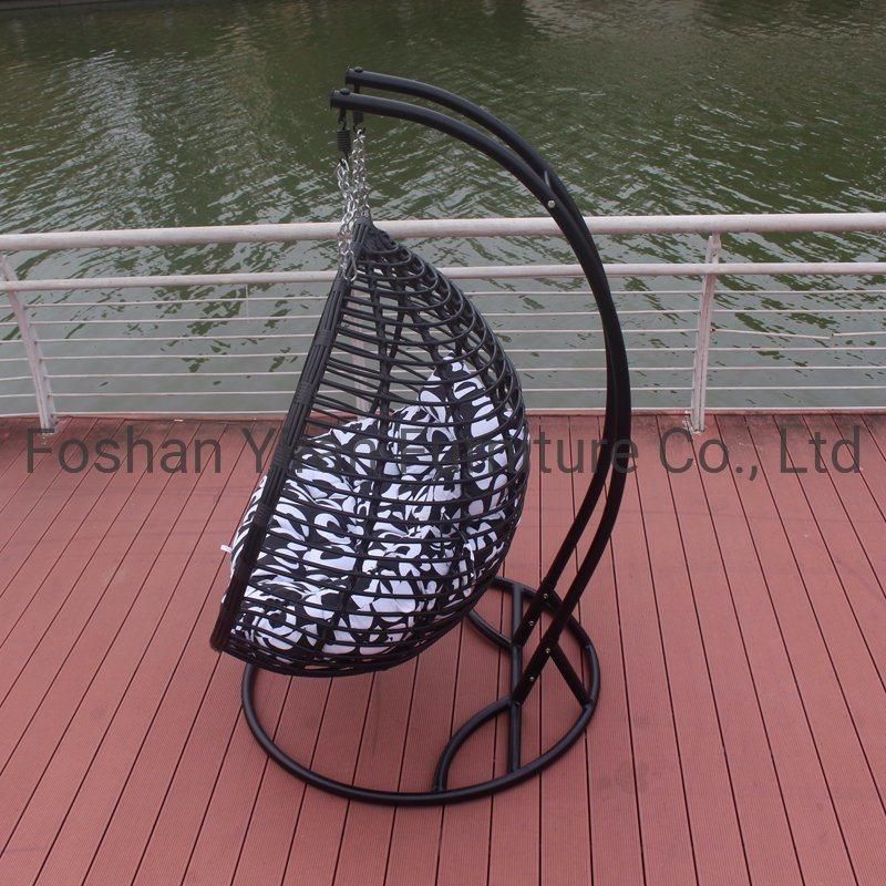 Outdoor Garden Iron Metal Hanging Wicker Double Basket Rattan Swing Chair Patio