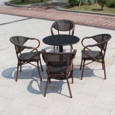 Garden Furniture Outdoor White Rattan Bamboo Dining Chair Outdoor Cafe Set