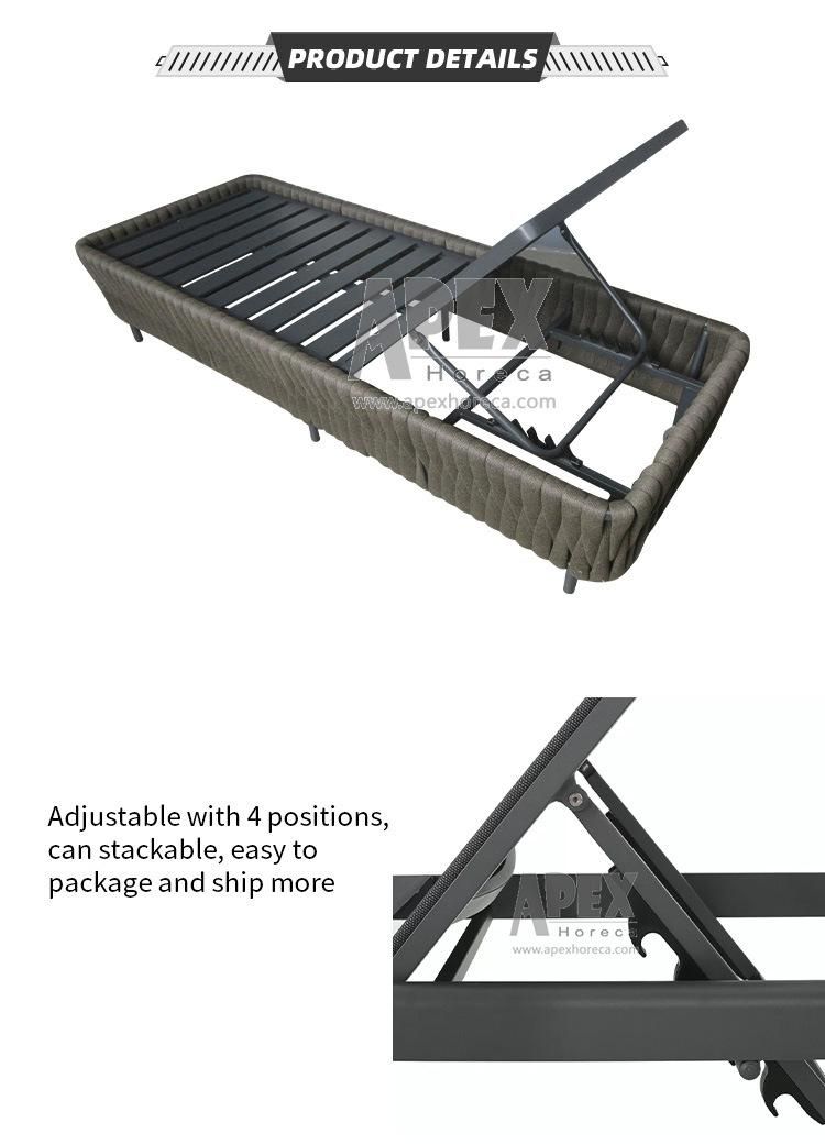 Outdoor Aluminum Frame Beach Pool Bed Sunbed Sun Lounger