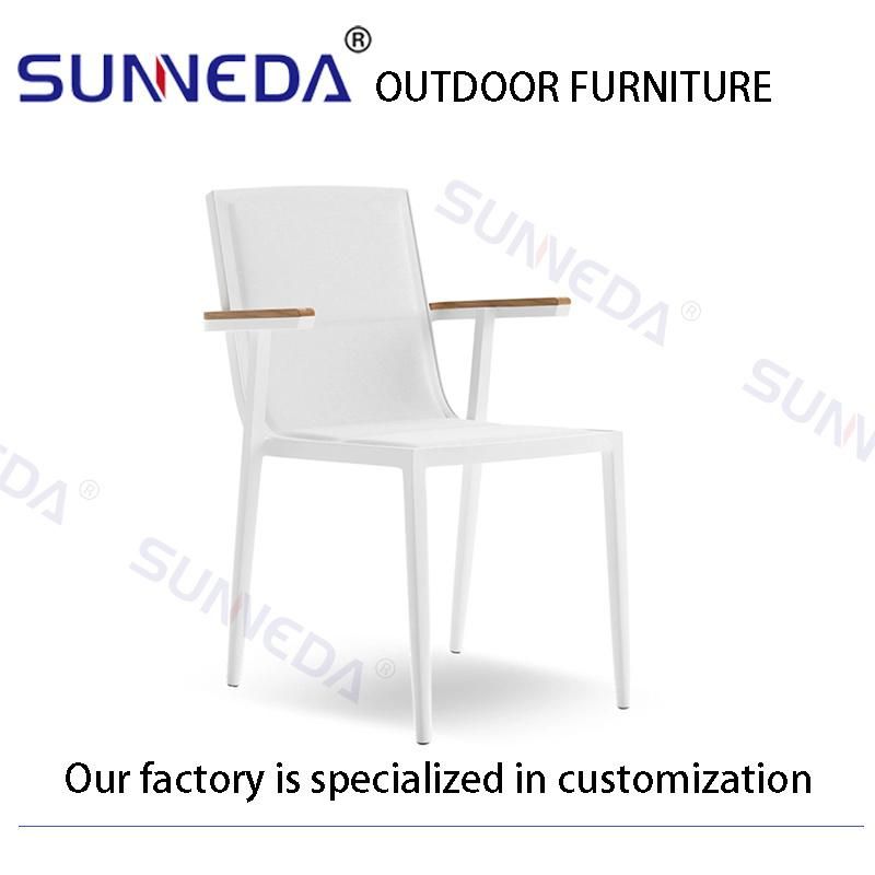 European Style Outdoor Furniture Aluminum Dining Table Picnic Stack Structure Lawn Durable Chair Set