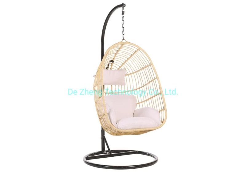 Modern Bird Nest Shape Patio Swing Hanging Chair PE Rattan Indoor Swing