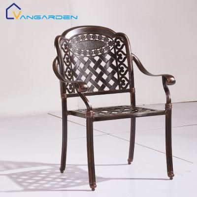 Factory Direct Sale Garden Metal Cast Aluminum Patio Dining Chairs with Arms