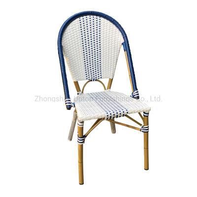 (SP-OC366) Fashion Two Colours Rattan Matching Stackable Aluminium Chair for Bistro/Outdoor Furniture