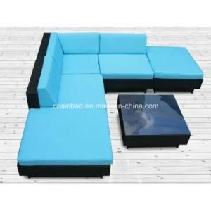 Blue Rattan Sofa for Outdoor with SGS Cetitificated (9509-blue)