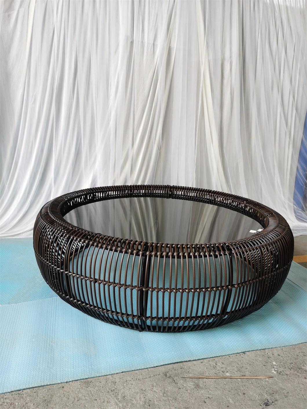 Luxury Garden Mesh Fabric Dining Set Rattan Table