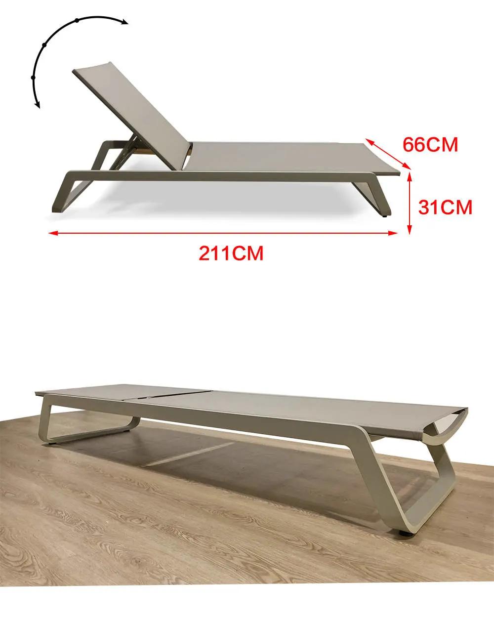 Unfolded New OEM Foshan Aluminum Hotel Chaise Lounge Sun Lounger with Cheap Price