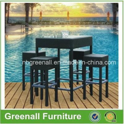 Outdoor Garden Patio PE Rattan Garden Bar Table Stool Set Furniture (GN-8678D)