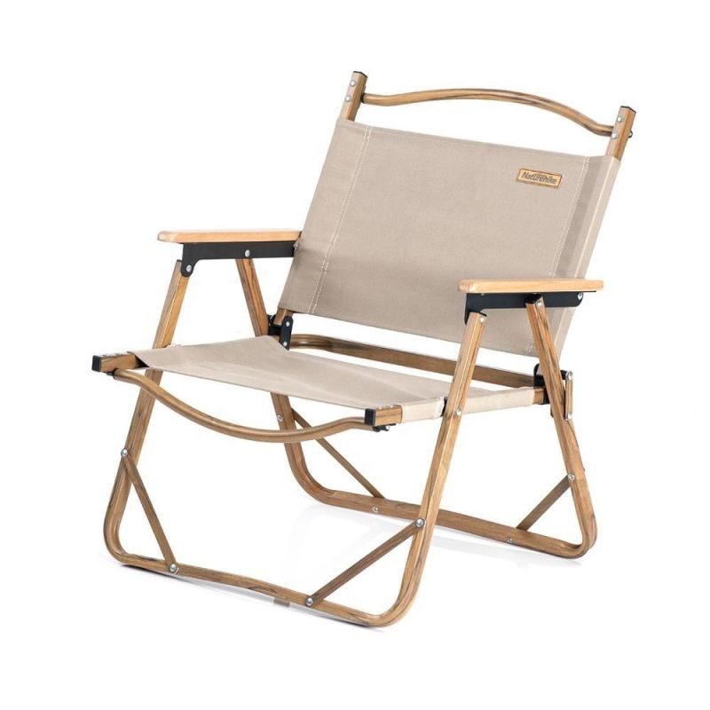 Outdoor Chair Camping Wood Grain Chair Aluminum Folding Moon Chair