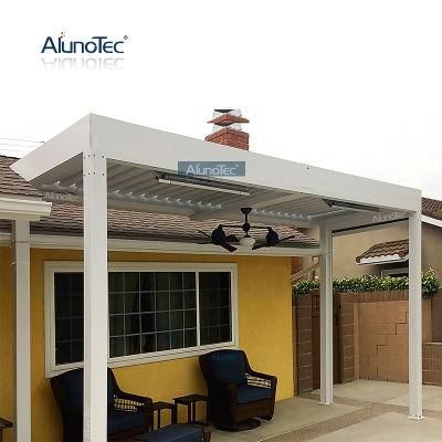 Modern Aluminium Outdoor Louvred Roof Gazebo Garden Metal Pergola with Sliding Door