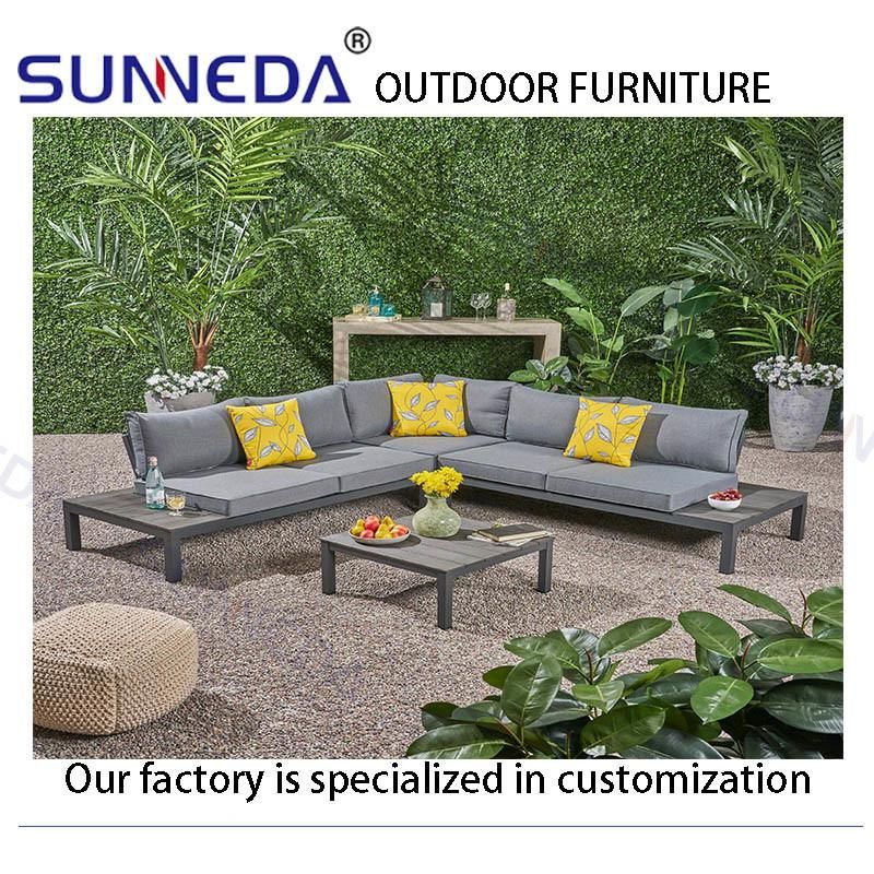 Aluminum Frame Teak Wood Sofa Garden Outdoor Furniture Sofa Set