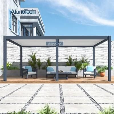 AlunoTec Louvered Roof Aluminum Pergola Rainproof Automatic Canopy Pergolas Electrical Outdoor Gazebo 4x4