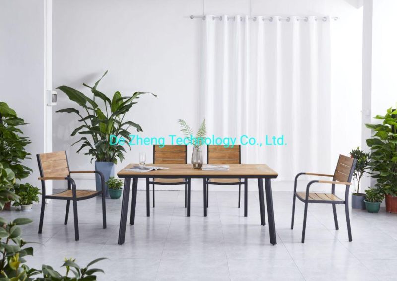 Outdoor Aluminum Patio Plastic Wood Outdoor Table Set Picnic Garden Furniture
