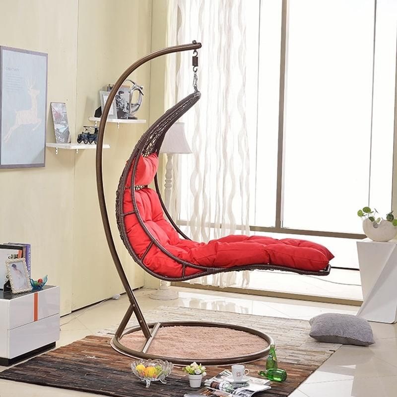 Rough Rattan Egg Shaped Indoor Garden Patio Hanging Swing Chair