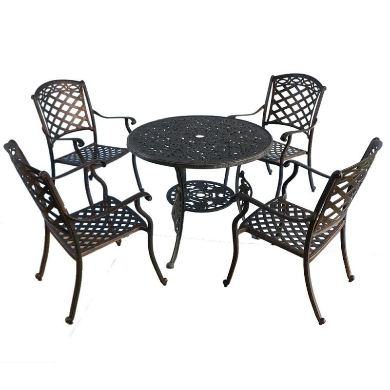 Cast Aluminium Leisure Antique Round Table Set Outdoor Patio Chair Furniture