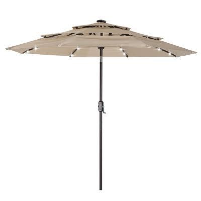 3 Tiers Outdoor Backyard Patio Umbrella with LED Light