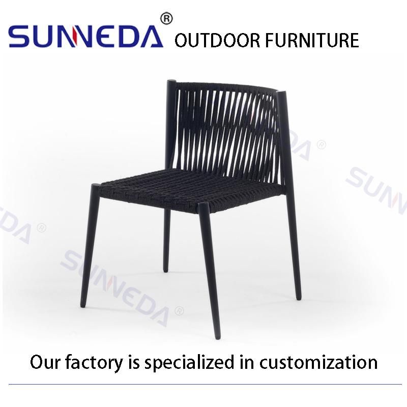 Garden Furniture Aluminum Round Outdoor Coffee Table with Stainless Steel Base