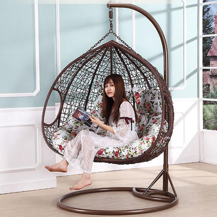 Indoor Adult Rattan Wicker Hanging Double Seat Garden Swing Chair