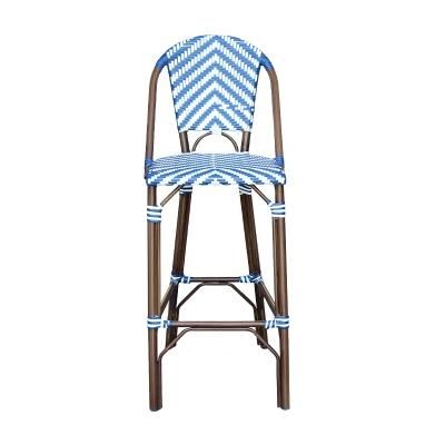 French Bistro Rattan Weave Outdoor Restaurant Counter Bar Stool