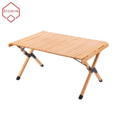 Outdoor Portable Egg Roll Folding Wooden Table for Beach Party