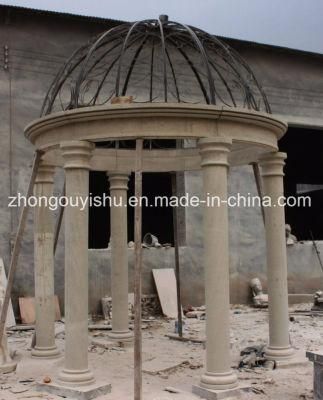 Stone Carving Natural Beige Marble Garden Gazebo