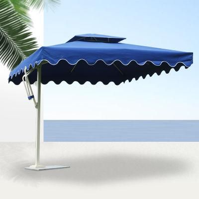 Outdoor Garden Aluminum Umbrella Side Post Parasol with Marble Base