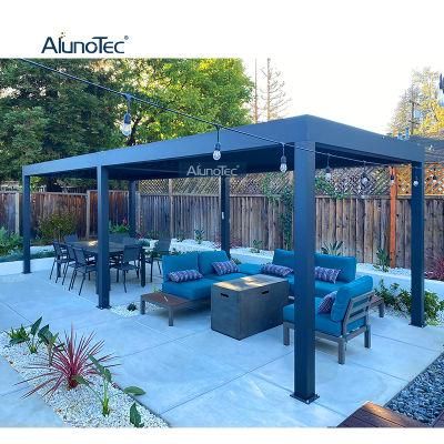 AlunoTec Customized Remote Control Switch Aluminium Gazebo Outdoor Louver Roof Electric Pergola 3x4 Metal Pergolas