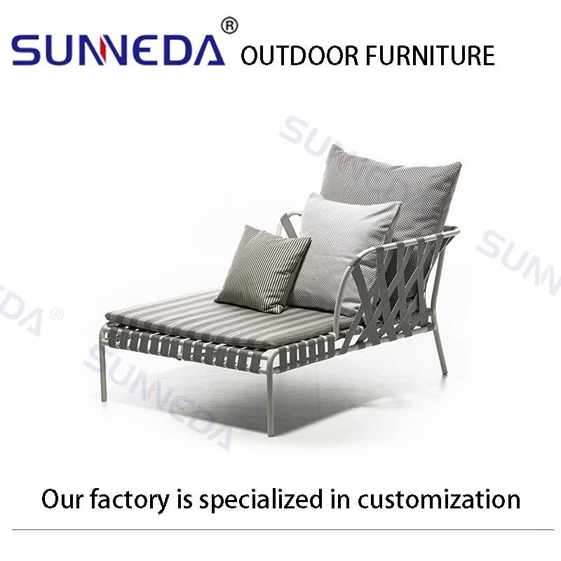 Aluminium Alloy Metal Cushion Bistro Studio Courtyard Outdoor Lounger Furniture